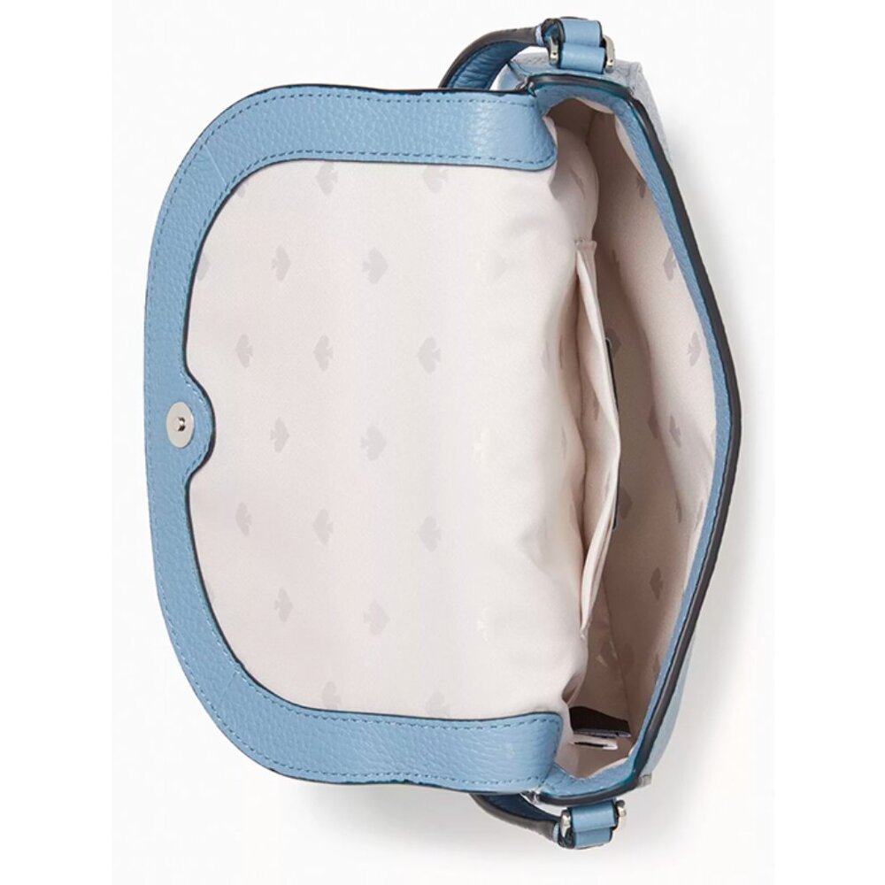 S Kate Spade Leila Mini Flap Crossbody Blue Leather WLR00396 NWT Morning Sky - Picture 5 of 7